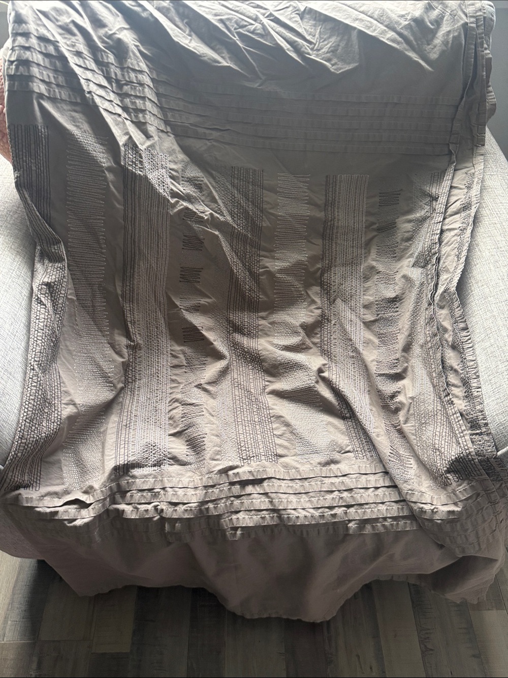 Women's Taupe A-Line Skirt with Pintuck Detail